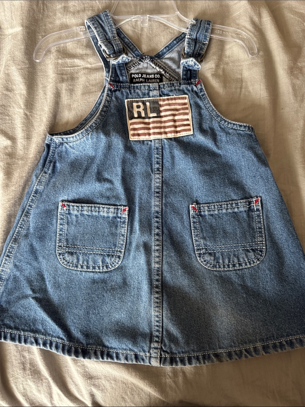 Vintage Ralph Lauren Overalls Dress with 2 Front Pockets
